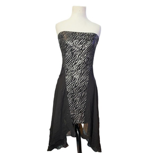 Linda USA, Sequence‎ Zebra Sheer Strapless Tube Top Retro Y2K 90’s Mini Dress